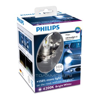 H4 12/24V-LED (P43t) 6200K 23/23W X-treme Ultinon LED Bright White (��.2 ��.) 12953BWX2