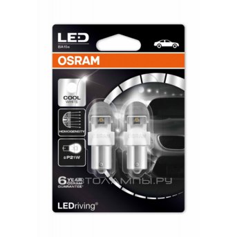 P21W 12V-LED (BAU15s) 6000K 2.0W Cool White LEDriving premium (бл.2шт.) 7556CW-02B