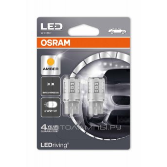 W21W 12V-LED (W3x16d) Amber 1,0W LEDriving standart 2 пок. (бл.2шт.) 7706YE-02B
