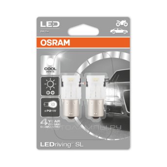 P21W 12V-LED (BA15s) 6000K 2.0W Cool White LEDriving standart 2 пок. (бл.2шт.) 7458CW-02B