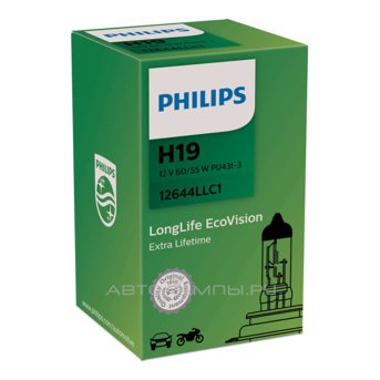 H19 12V- 60/55W (PU43t-3) (������. ���� ������) LongLife EcoVision 12644LLC1