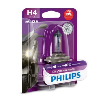 H4 12V- 60/55W (P43t) ( +40% �����; ����� ����� ����) CityVision Moto 12342CTVBW
