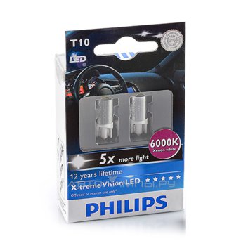 W5W 12V-LED (W2,1x9,5d) 6000K 1,0W X-tremeVision LED (��.2��.) WBT10 (Silver) 129666000KX2