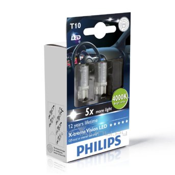 W5W 12V-LED (W2,1x9,5d) 4000K 1,0W X-tremeVision LED (��.2��.) WBT10 (Silver) 129644000KX2